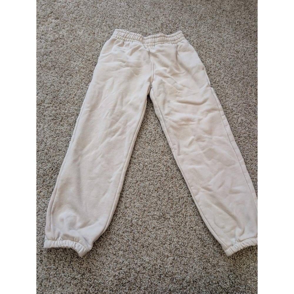 Athleta Girl Cream Fleece Joggers Kids Size M 8-10 Relaxed Sweatpants Neutral
